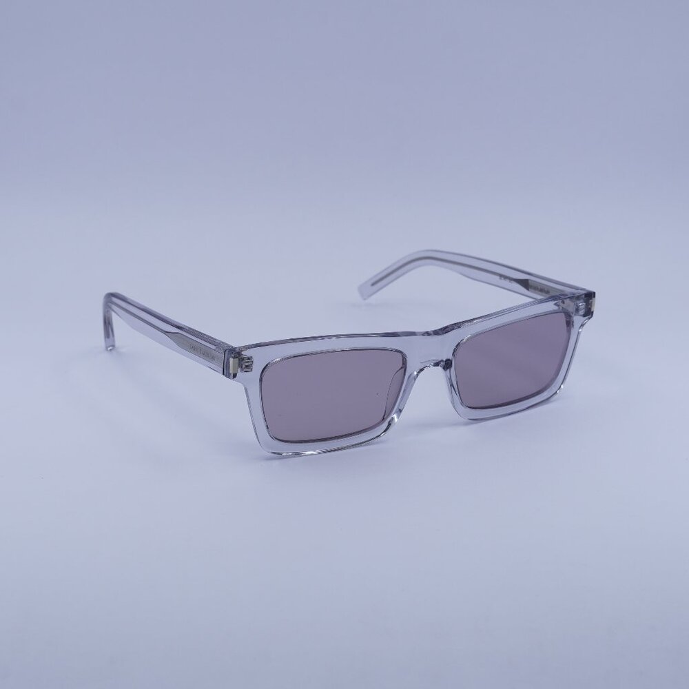 Saint Laurent SL461 BETTY 013 Sunglasses Grey Rectangle Frame, Violet Lenses